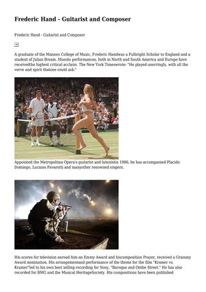 Frederic Hand - Guitarist and Composer