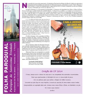 Folha Paroquial - Paróquia da Santíssima Trindade, Flamengo, RJ