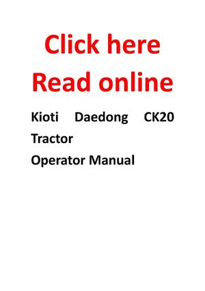 Kioti Daedong CK20 Tractor Operator Manual 