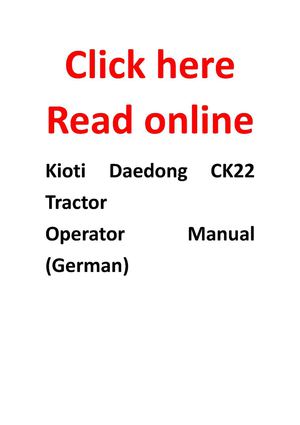 Kioti Daedong CK22 Tractor Operator Manual (German)