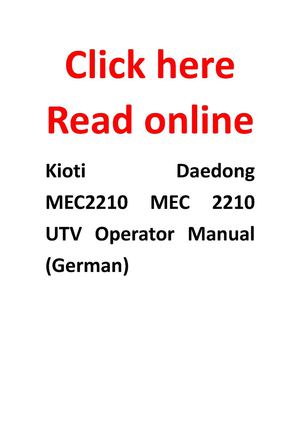 Kioti Daedong MEC2210 MEC 2210 UTV Operator Manual (German)