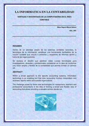VENTAJAS Y DESVENTAJAS DE LA INFORMÁTICA EN LA CONTABILIDAD