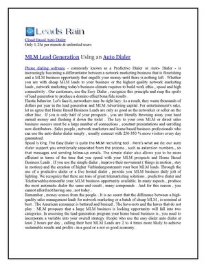 MLM Lead Generation Using an Auto Dialer