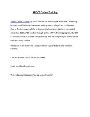 Best SAP CS Online Training by IT Expert Trainers