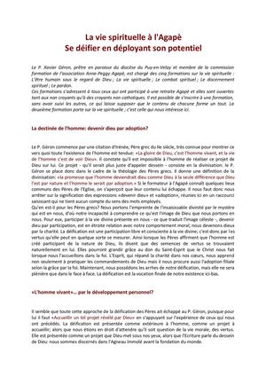 Sr Marie-Ancilla. La vie spirituelle à l'Agapè