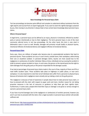 Basic Knowledge for Personal Injury Claim