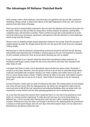 The Advantages Of Balinese Thatched Roofs