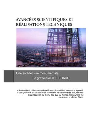 AVANCÉES SCIENTIFIQUES ET RÉALISATIONS TECHNIQUES_Une architecture monumentale : le gratte-ciel THE SHARD