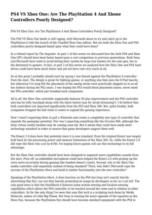 PS4 VS Xbox One: Are The PlayStation 4 And Xbone Controllers Poorly Designed?