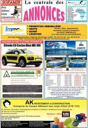 La Centrale des annonces n° 1188 Semaine du 02 au 08 Mars 2014 