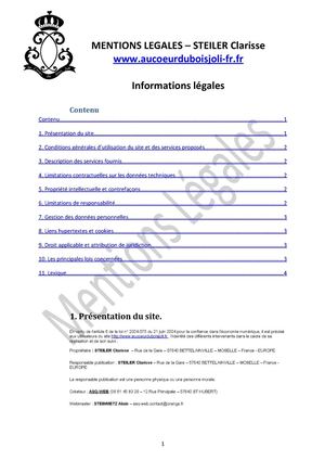 Mentions légales Au Coeur du Bois Joli - Clarisse STEILER