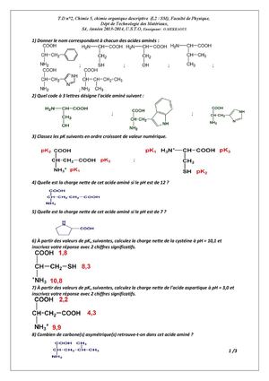 td n°2 chimie 5 , chimie organique descriptive 2013-2014