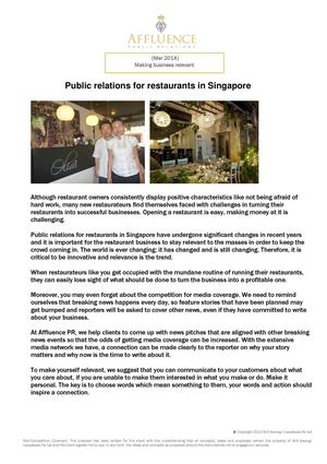 Public relations for restaurants in Singapore