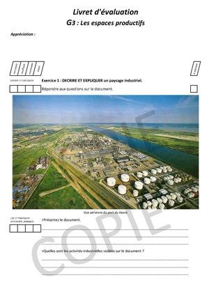 3° - Livret d'évaluation - Les espaces productifs