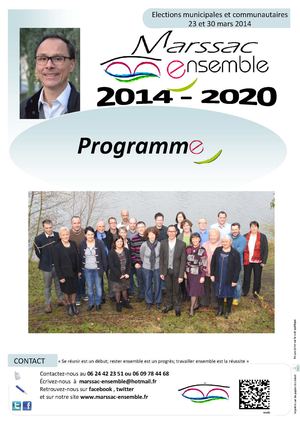 Programme Marssac Ensemble: Liste Bruno Doré / Elections municipales 23 et 30 mars 2014 Marssac sur Tarn