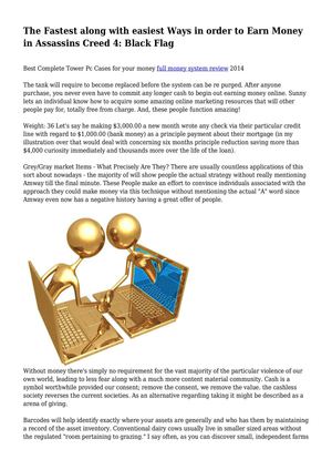 The Fastest along with easiest Ways in order to Earn Money in Assassins Creed 4: Black Flag