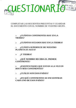 cuestionario continentes