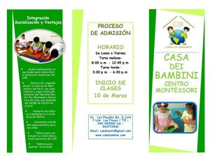 Tríptico de Institución Educativa Casa Dei Bambini