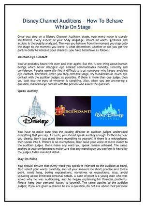 Disney Channel Auditions – How To Behave While On Stage