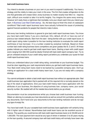 Bad Credit history Company Loans - to Exchange Bad Credit rating for Monetary Benefaction