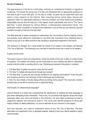 The Tao of Badass: A Real report on the Publication