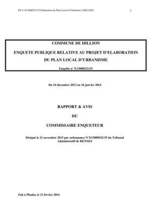 Rapport Enquête Publique : révision du PLU