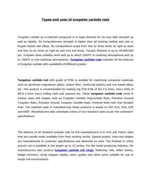 Types and uses of tungsten carbide rods