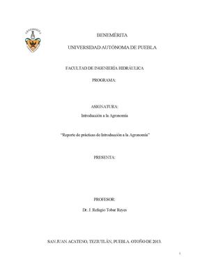 Reporte de prácticas de Introducción a la Agronomía