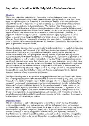 Ingredients Familiar With Help Make Meladerm Cream