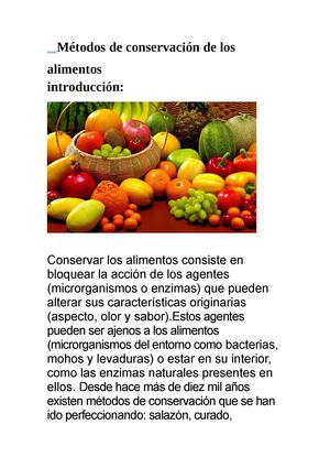 MÉTODOS DE CONSERVACIÓN DE LOS ALIMENTOS