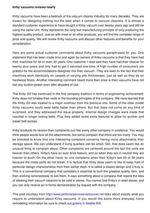 A Review of Kirby Vacuums for Those Who Desire The Best