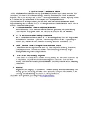 5 Tips of Making CPA Resume an Impact