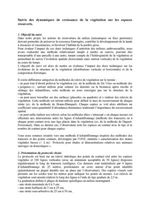 Protocole des relevés de végétation