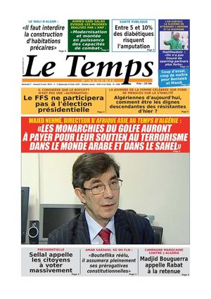 Le Temps d'Algérie Edtion du Samedi 08 Mars 2014