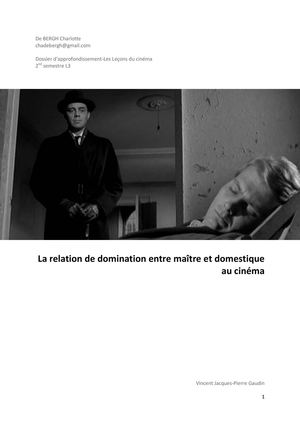 Leçon du cinéma - Relation entre maître et domestique dans leur espace propre et partagé