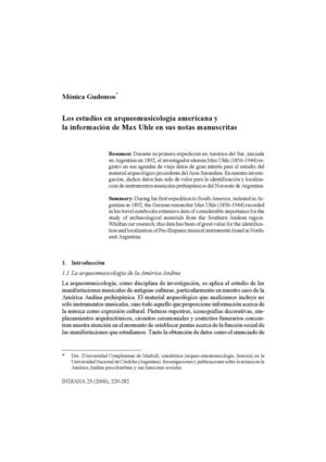 Los estudios en arqueomusicología americana y la información de Max Uhle en sus notas manuscritas; Mónica Gudemos