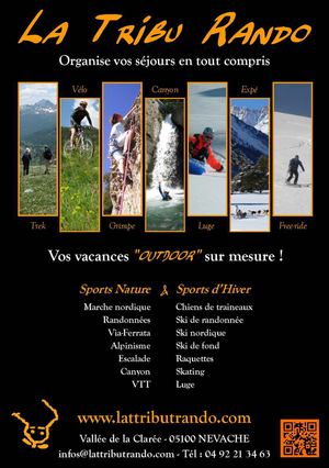 Brochure La Tribu Rando : Randonnée, Alpinisme, Ski, Chiens de traineaux, Raquettes, Multi-activités