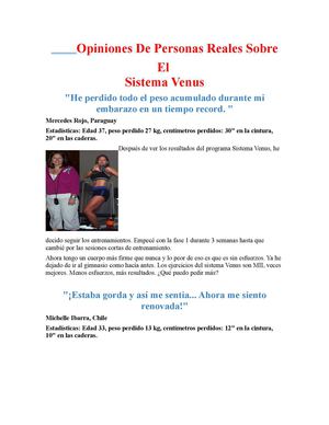 Sistema Venus, Adelgaza en 12 semanas! (Solo para Mujeres)