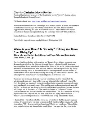 Gravity Movie Review Actress Sandra Bullock