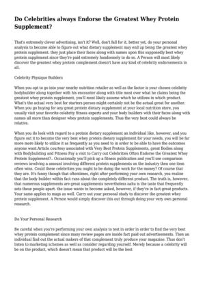 Do Celebrities always Endorse the Greatest Whey Protein Supplement?