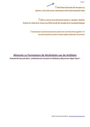 Alimente formatoare de alcalin și de acid, definite de E. Cayce