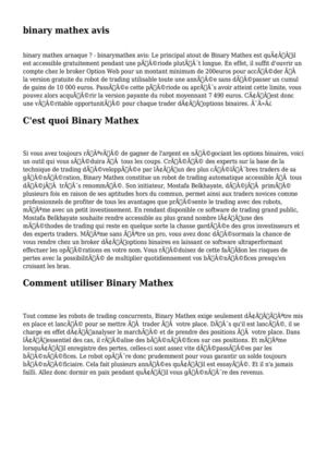 binary mathex avis