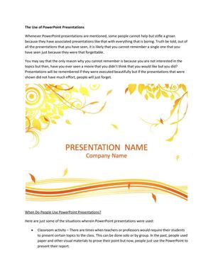 The Use of PowerPoint Presentations