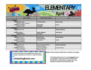 April 2014 Elementary Schedule