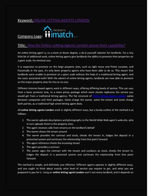 How Do Online Letting Agents London prove their capability?