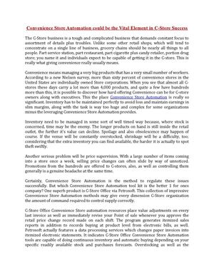 Convenience Store Automation could be the Vital Element in C-Store Success