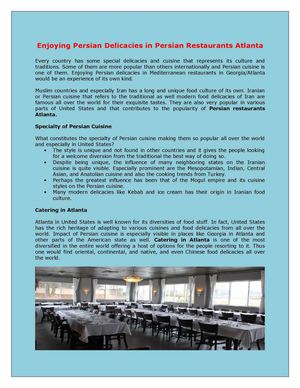 Enjoying Persian Delicacies in Persian Restaurants Atlanta