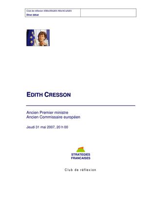 EDITH CRESSON - ANCIEN PREMIER MINISTRE