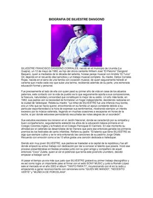 BIOGRAFÍA DE SILVESTRE DANGOND