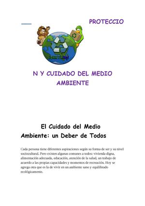 Diseño Curricular De La " Proteccion y Cuidado Del Medio Ambiente"